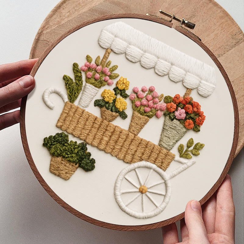 Rubbyoo Embroidery Kit - Charming Floral  Cart | Diy Handmade Craft | Unique Desk Decor - image 4