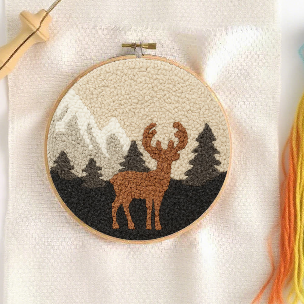  Lonely Deer Punch Needle Kit - Animal Hoop Art | Beginner Needle Craft  - image 7