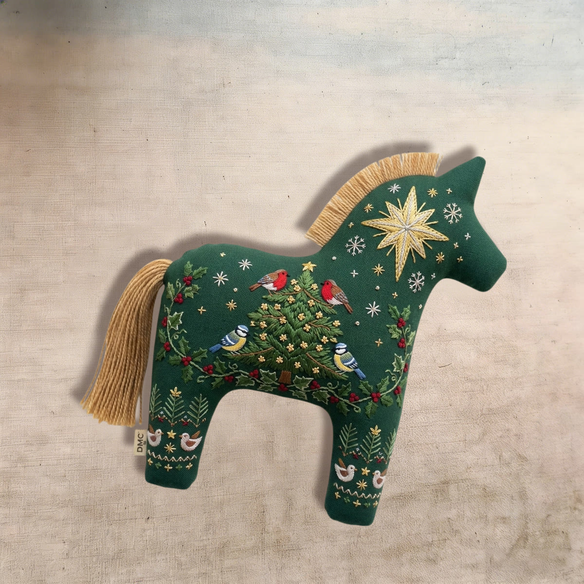 Rubbyoo Dala Horse Embroidery Kit - Christmas Tree Bird | Chickadee Winter Berry Branch Design | Beginner Diy Craft - image 8