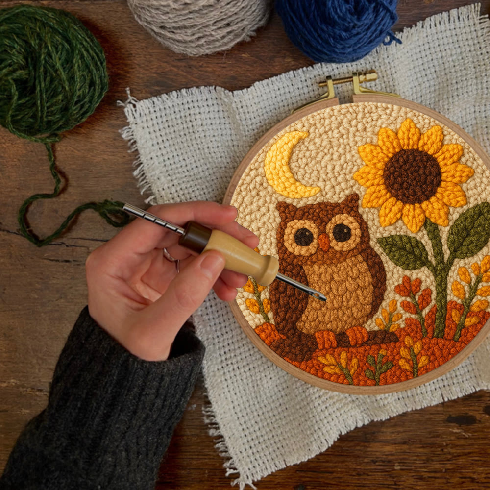 Autumn Owl Sunflower Punch Needle Kit - Gift For Diy Enthusiasts | Cozy Home Decor  - image 11