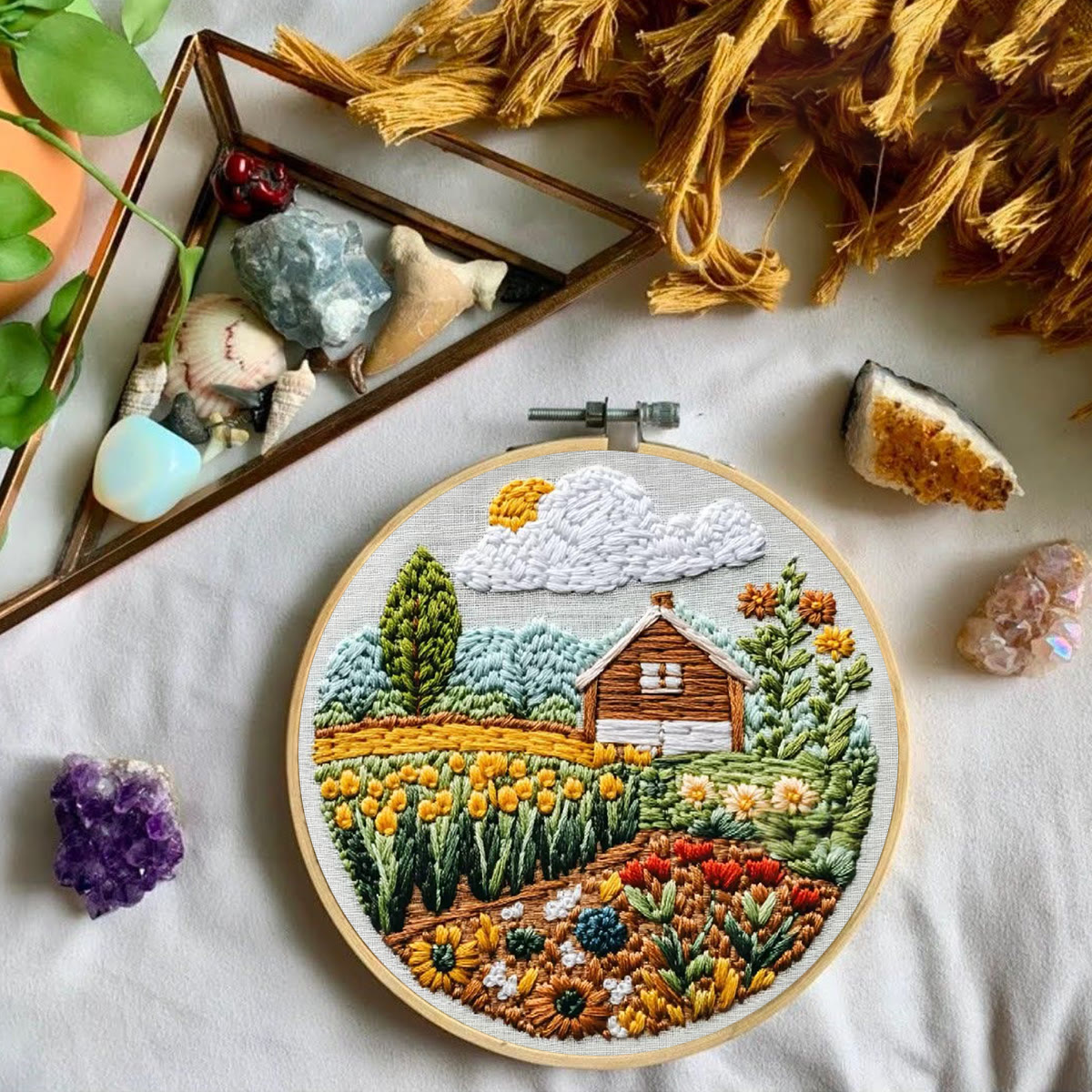 Rubbyoo Embroidery Kit - Pastoral Scenery | Diy Landscape Craft | Easy Art Hoop Kit  - image 6
