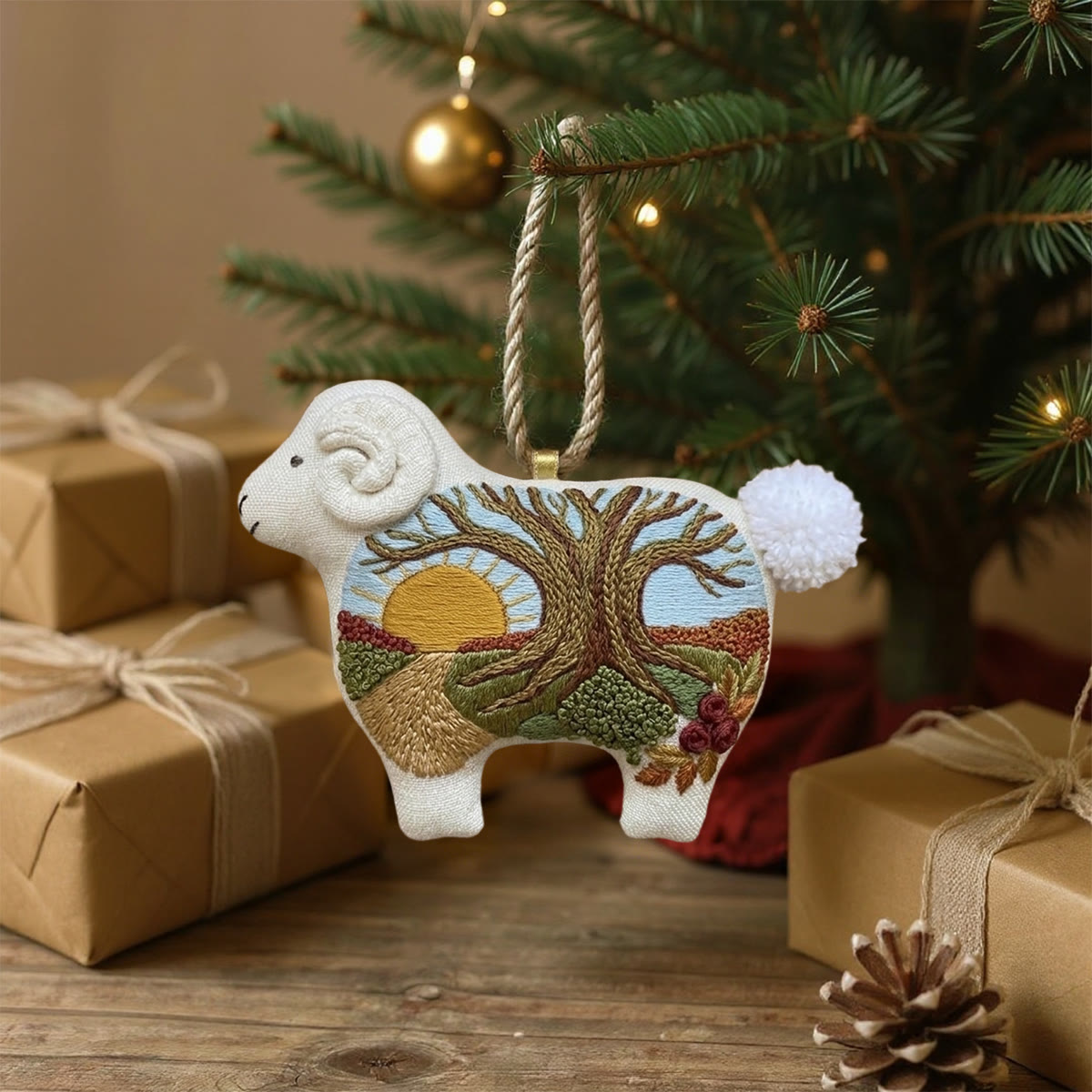 Rubbyoo Lamb-shaped Embroidery Kit - Rolling Hills And Meadows | Nature Lover Gift | Holiday Home Decor - image 4