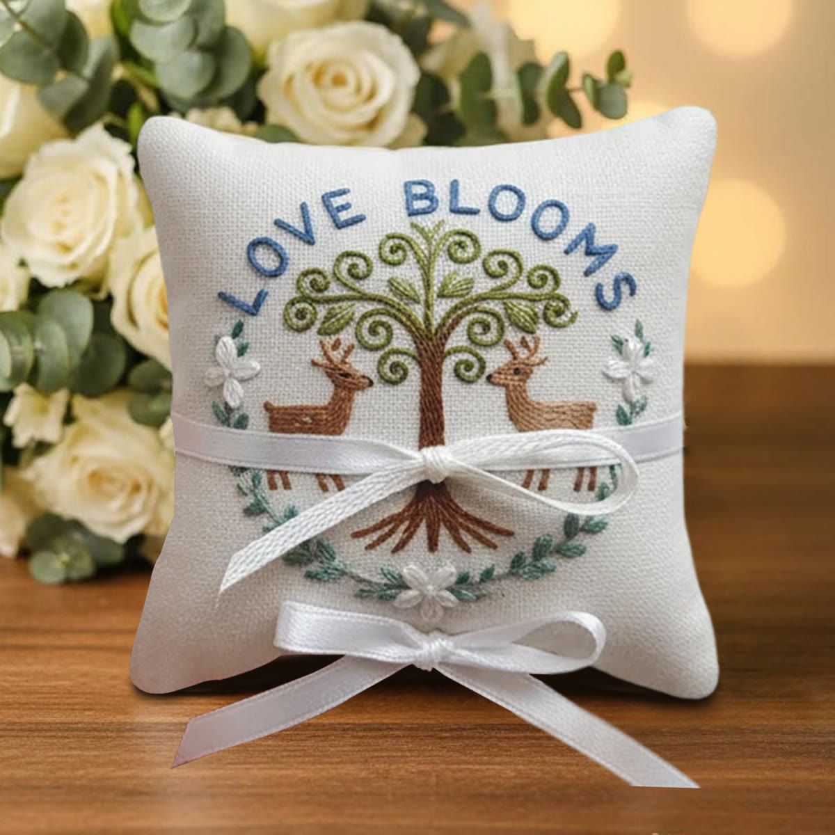 Rubbyoo Personalized Ring Bearer Pillow Embroidery Kit - Tree And Deer Emblem | Embroidered Gift Piece | Key Holiday Commemorations - image 7