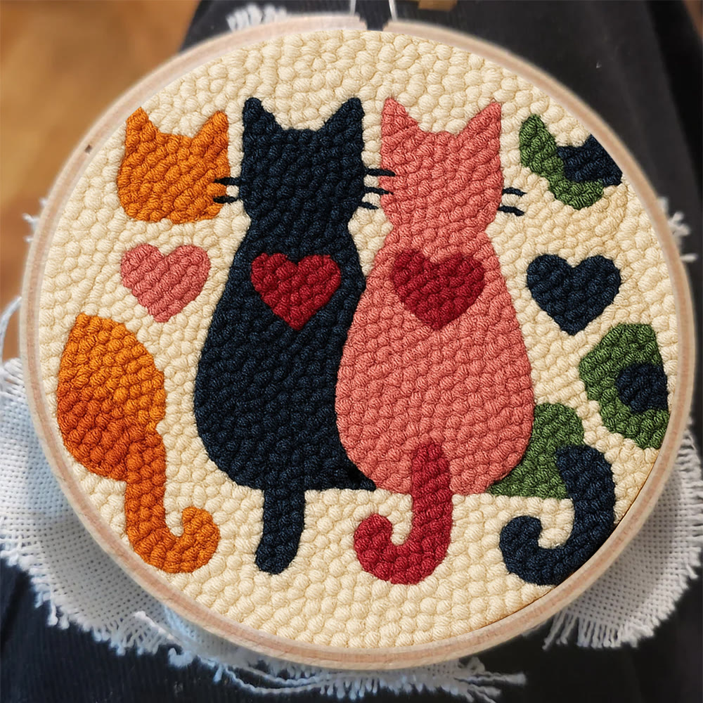 Charming Heart Cat Silhouette Punch Needle Kit – Valentine's Day Gifting Option | Thoughtful Handmade Craft - image 7