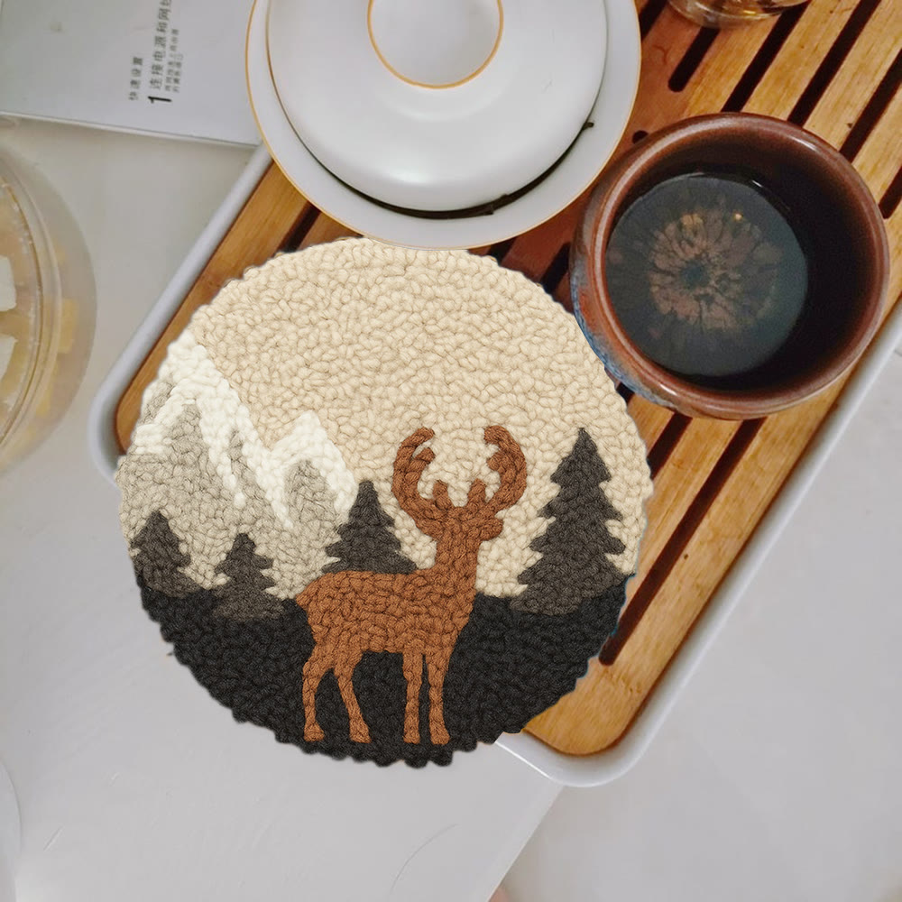  Lonely Deer Punch Needle Kit - Animal Hoop Art | Beginner Needle Craft  - 5 inch Coaster Kit - image 11