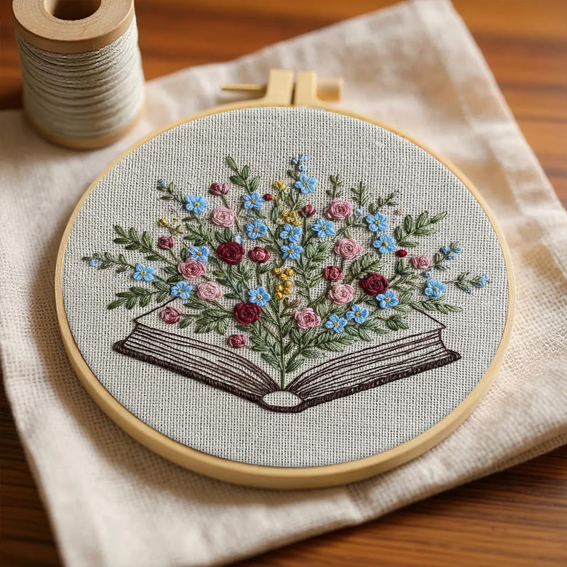 Rubbyoo Embroidery Kit - Blooming Book Bouquet | Handcrafted Floral Art | Perfect For Craft Lovers - image 5