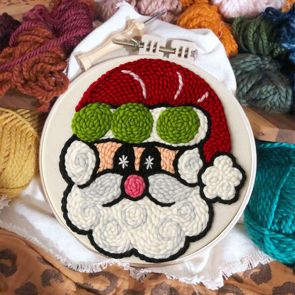  Santa Claus Punch Needle Kit - Adorable Christmas Craft | Perfect Handmade Holiday Gift - image 6