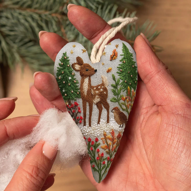 Rubbyoo Heart Embroidery Kit - Winter Elk | Diy Christmas Tree Decor | Unique Handmade Gift - image 6
