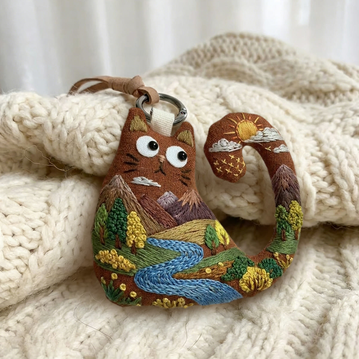 Rubbyoo Cat Embroidery Kit - Majestic Mountains | Unique Travel Keepsake | Artisan Backpack Accessory - image 2