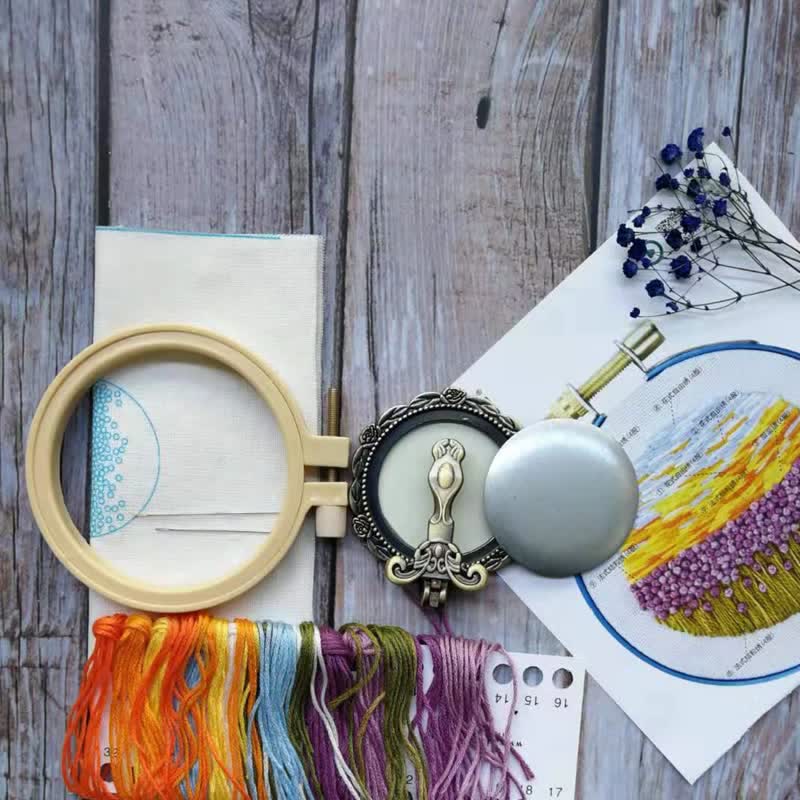 Needle kit Handheld Mirror | Floral Embroidered Compact Mirror | Great gift for your loved one - image 6