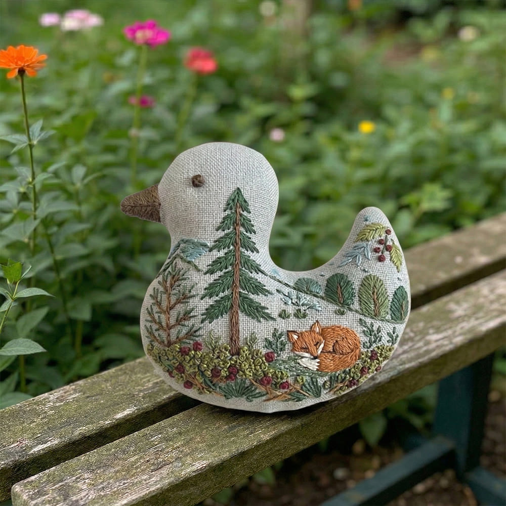 Rubbyoo Duck Embroidery Kit - Quiet Woodland Sleeping Fox | Small Pendant Decor | Creative Gift For Friends - image 6