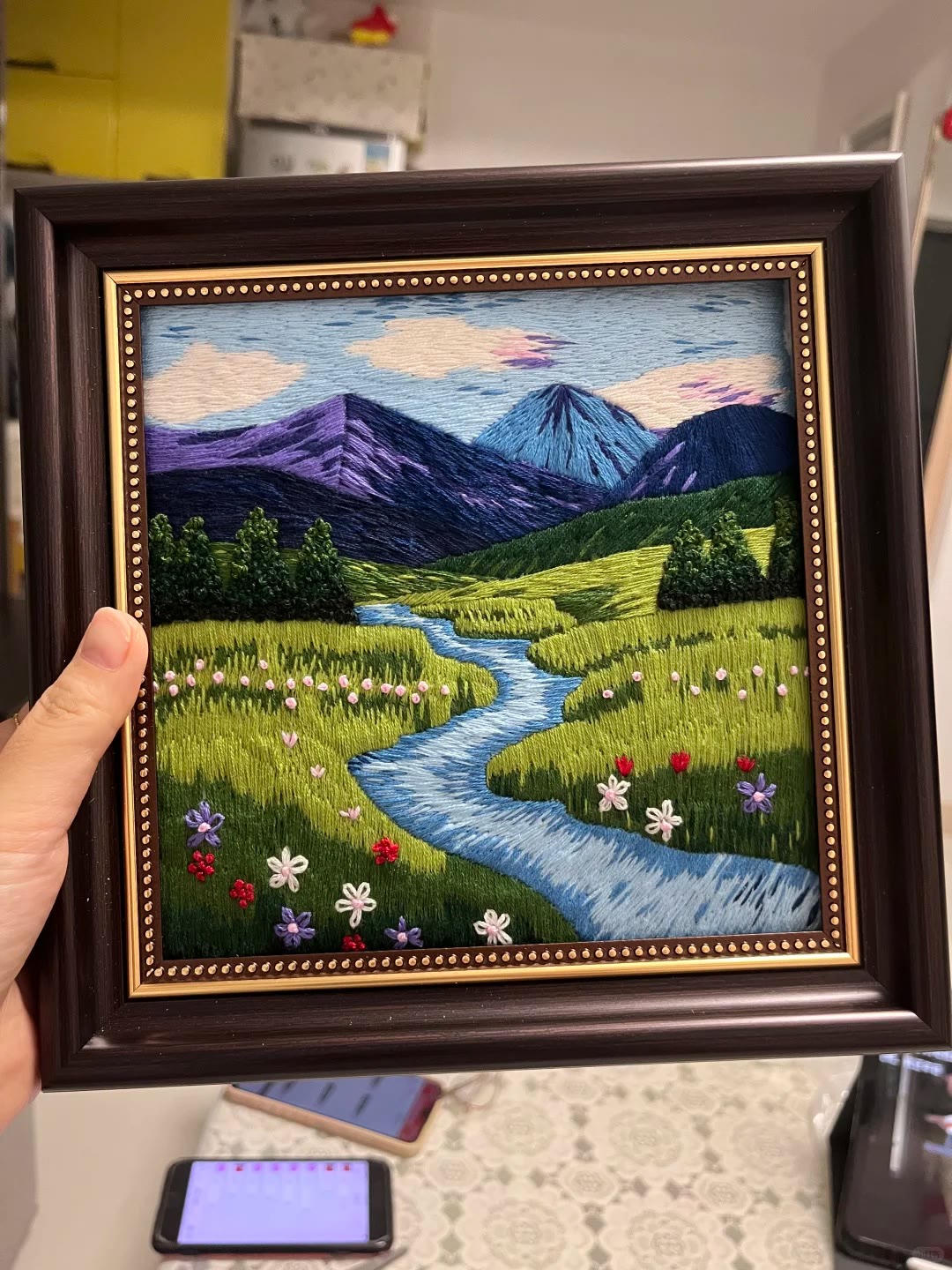 Rubbyoo Embroidery Kit - Scenery Series Needlecraft | Diy Home Decor | Unique Housewarming Gift - Mountain River - image 6