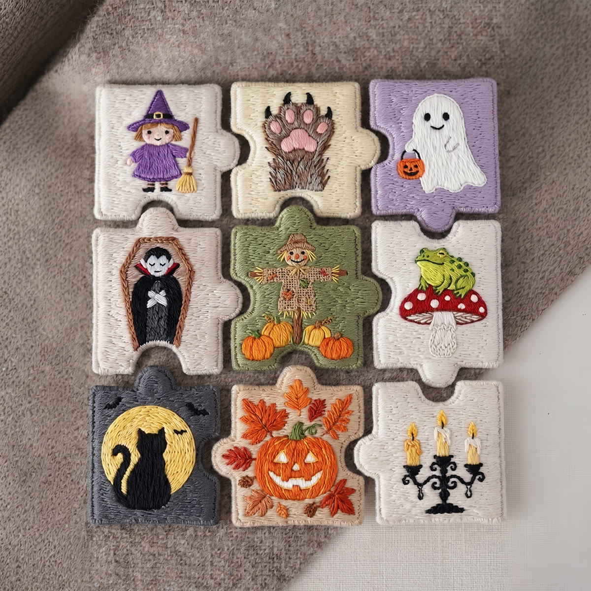 Rubbyoo Diy Magnet & Brooch Embroidery Puzzle Kit - Spooky Forest Elements | Denim Jacket Brooch - image 5