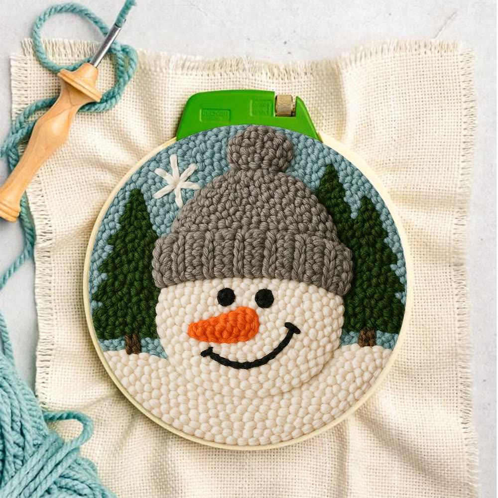 Adorable Snowman Punch Needle Kit – Newbie-friendly Craft | Cozy Winter-themed Handmade Wall Decor - image 6