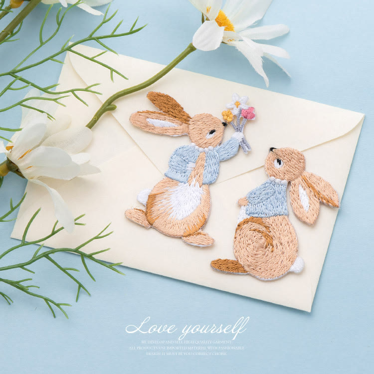 Rubbyoo Rabbit Embroidered Patch - Lovely Bunny Iron-on Applique | Animal Patch For Kids - image 1