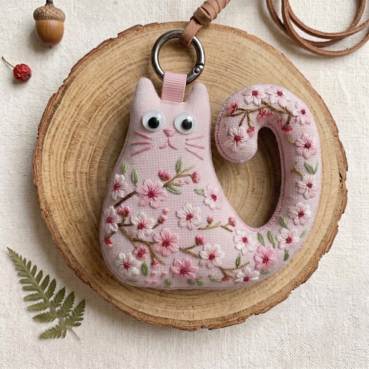 Rubbyoo Cat Embroidery Kit - Cherry Blossom | Cute Gift For Her | Coquette Aesthetic Hanging Decor - image 6
