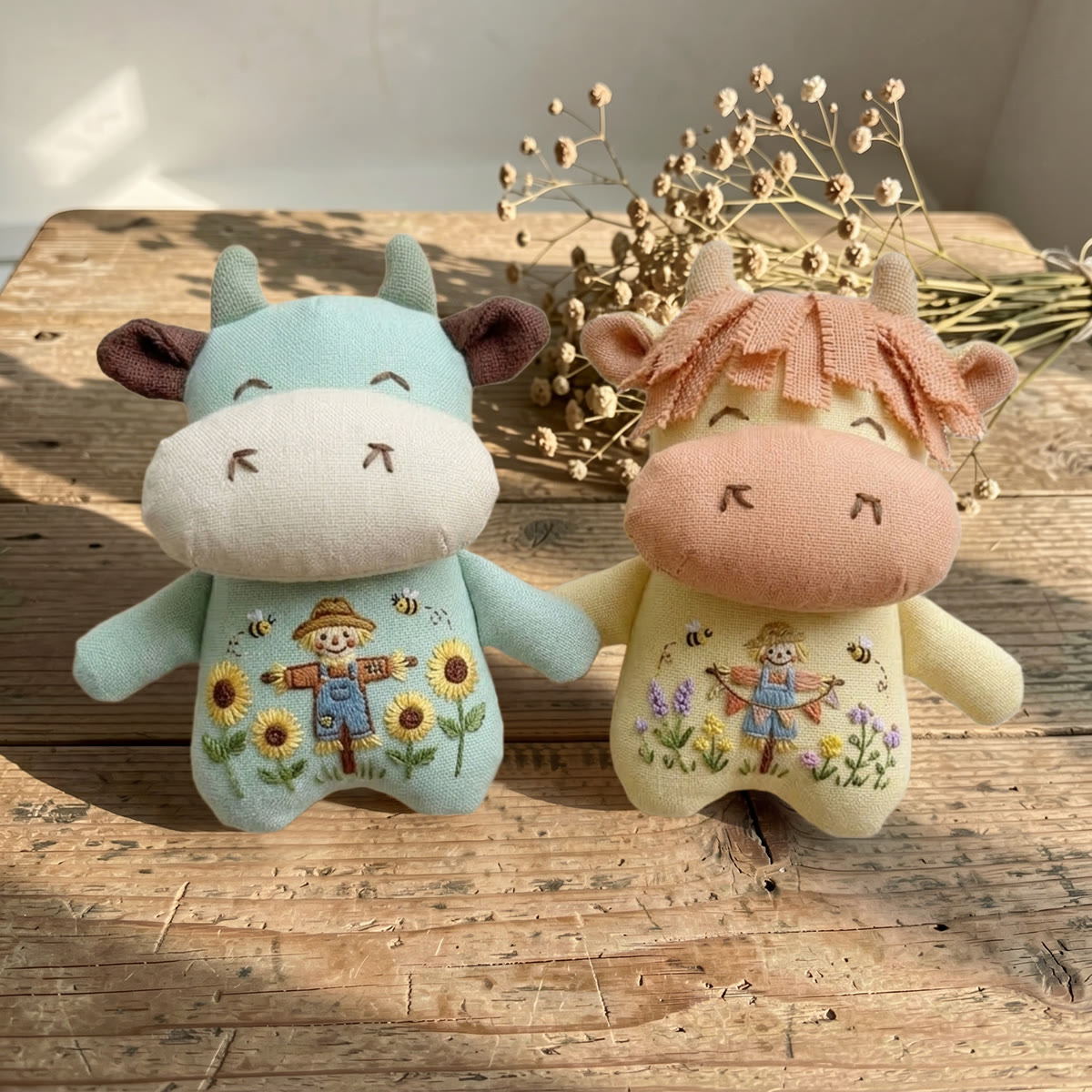 Rubbyoo Stuffed Cow Embroidery Kit | Scarecrow Cartoon Sewing Motif | Special Colorful Ornament - image 5