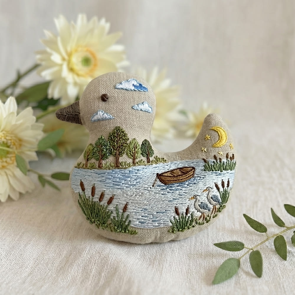 Rubbyoo Duck Embroidery Kit - Lakeside Wild Bird Landscape | Keychain Ornament | Unique Diy Craft Decor - image 3