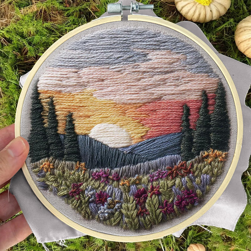 Rubbyoo Embroidery Kit - Beautiful Sunset | Diy Hoop Art | Decorative Handmade Craft - image 5