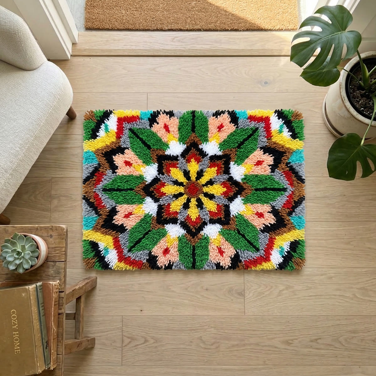 Rubbyoo Latch Hook Rug Kit - Abstract Design | Handmade House Decor | Diy Welcome Mat - image 8