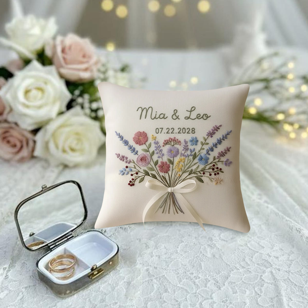 Rubbyoo Personalized Ring Bearer Pillow Embroidery Kit - Colorful Floral Bouquet | Beginner-friendly Handcraft | Elegant Gifting - image 6