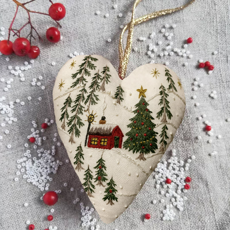 Rubbyoo Heart Embroidery Kit - Christmas Town | Creative Winter Decor | Perfect Christmas Gift  - image 3