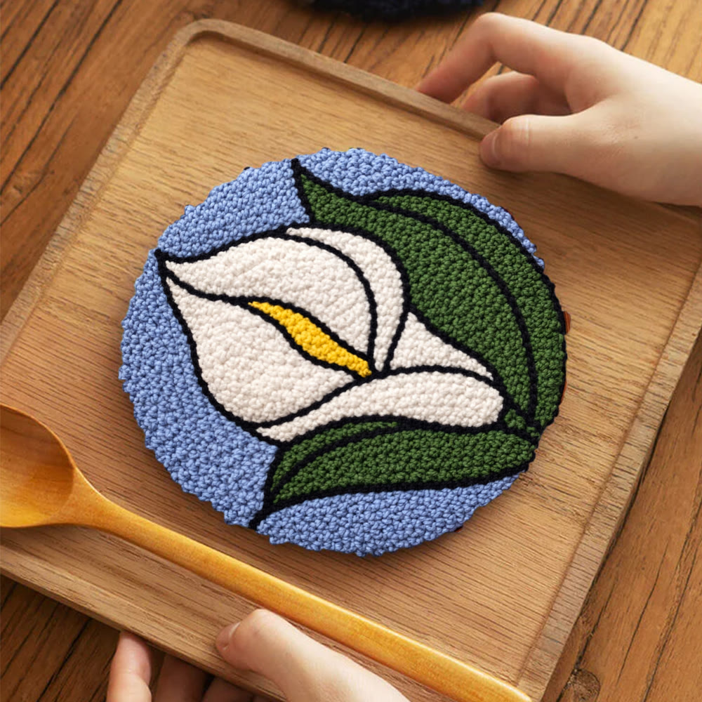 Arum Lily Punch Needle Kit - Diy Flower Design | Modern Handmade Craft - 5 inch Coaster Kit - image 12