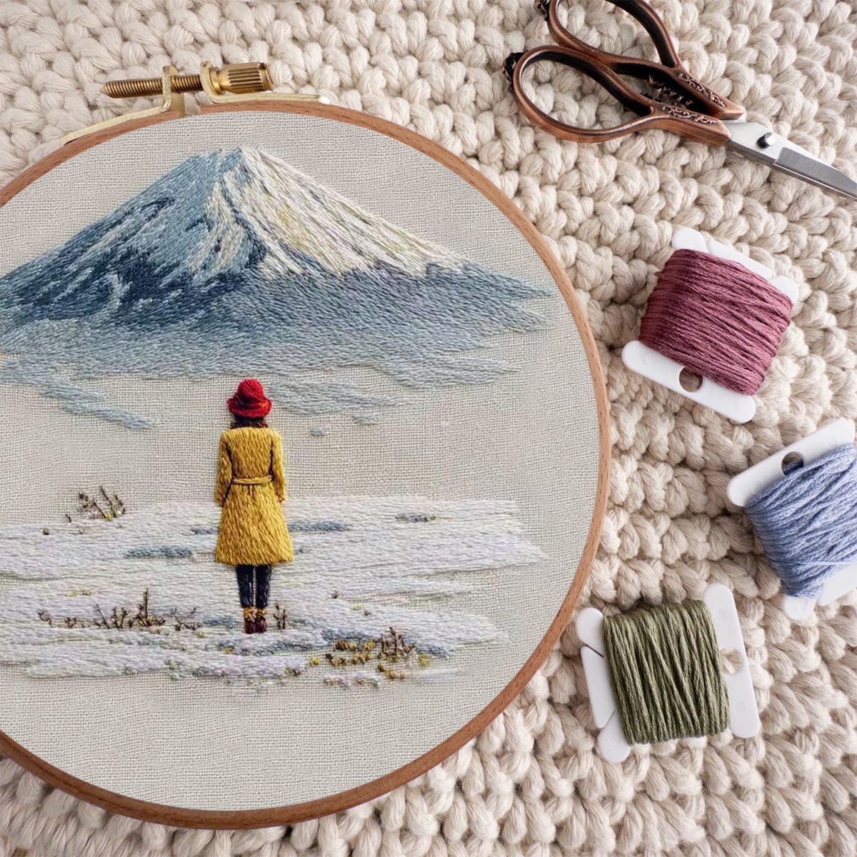 Rubbyoo Embroidery Kit - Snow Mountain | Diy Landscape Craft | Easy Stitch Hoop Art  - image 9