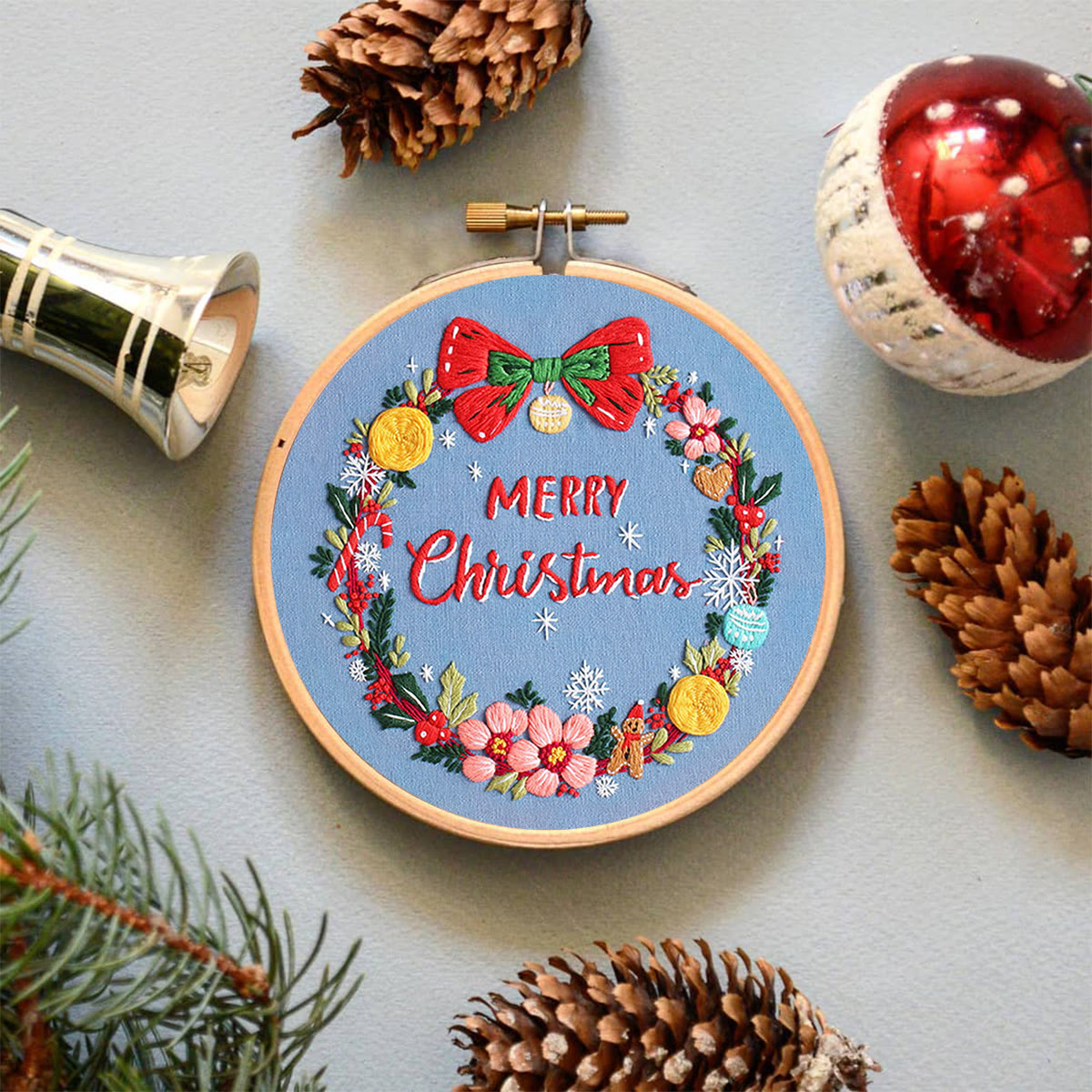 Rubbyoo Embroidery Kit-Christmas Wreath - Blue - image 5