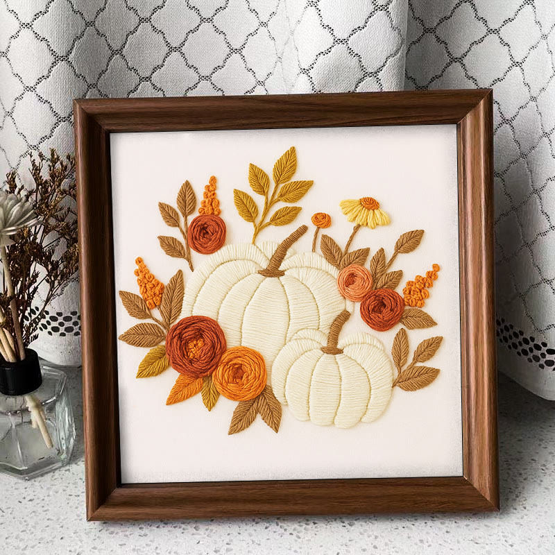Rubbyoo Embroidery Kit - Botanical Pumpkin | Halloween Wall Hanging | Perfect Decor For Halloween - Embroidery Kit Plus An Extra Frame - image 10