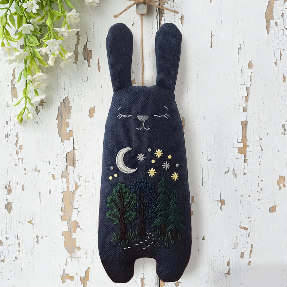 Rubbyoo Bunny Toy Embroidery Kit - Moonlit Pine Forest | Serene Craft | Dreamy Room Embellishment - image 5