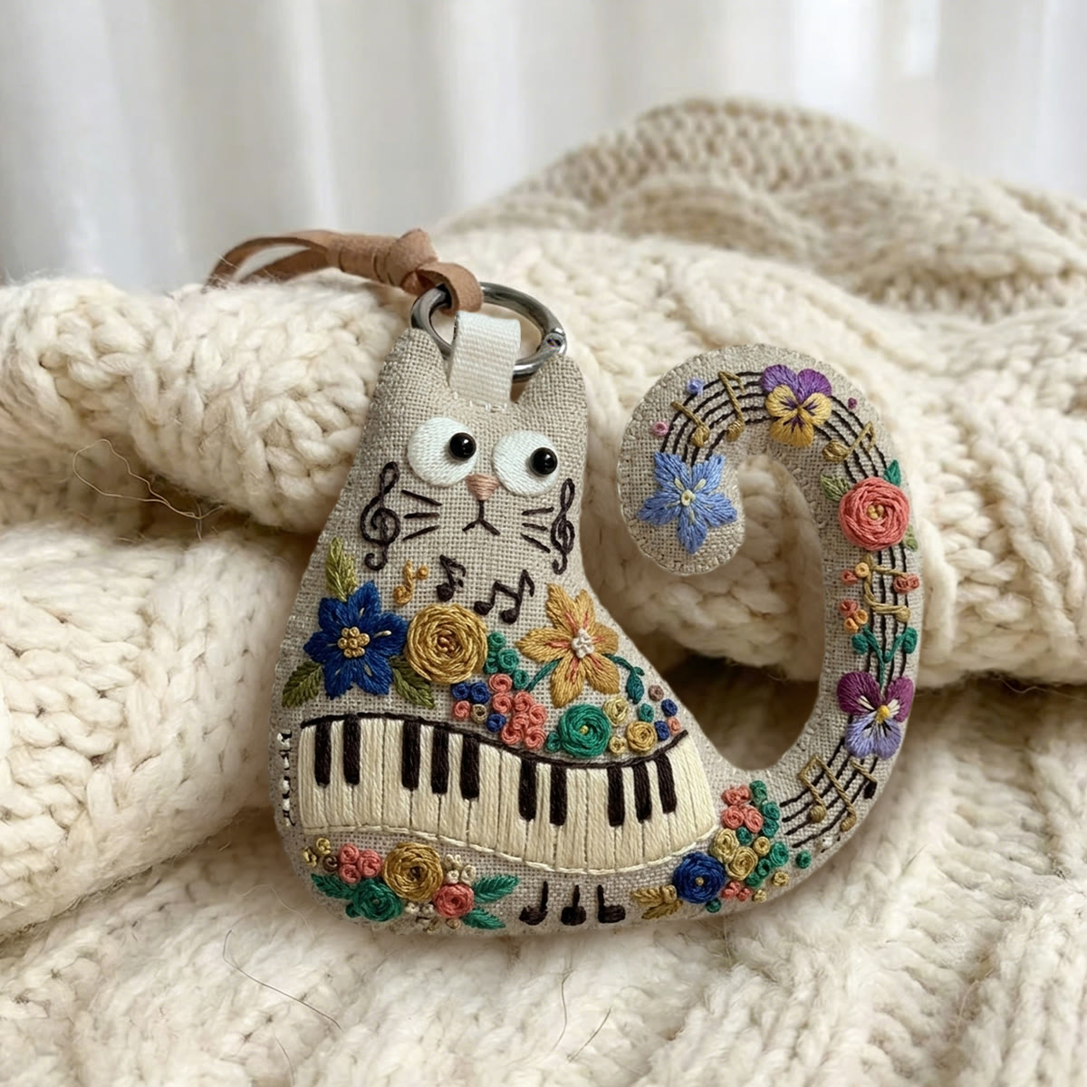 Rubbyoo Cat Embroidery Kit - Keyboard And Musical Notes | Perfect Gift For Her | Cottagecore Nursery Decor - image 2