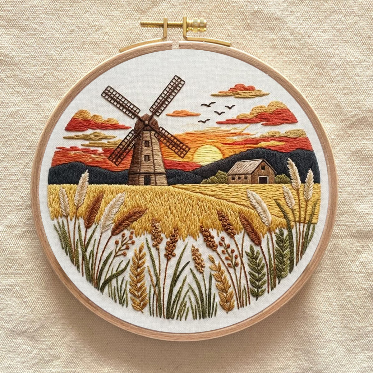 Rubbyoo Embroidery Kit - Countryside Sunset | Creative Landscape Craft | Handmade Desk Ornament - image 7