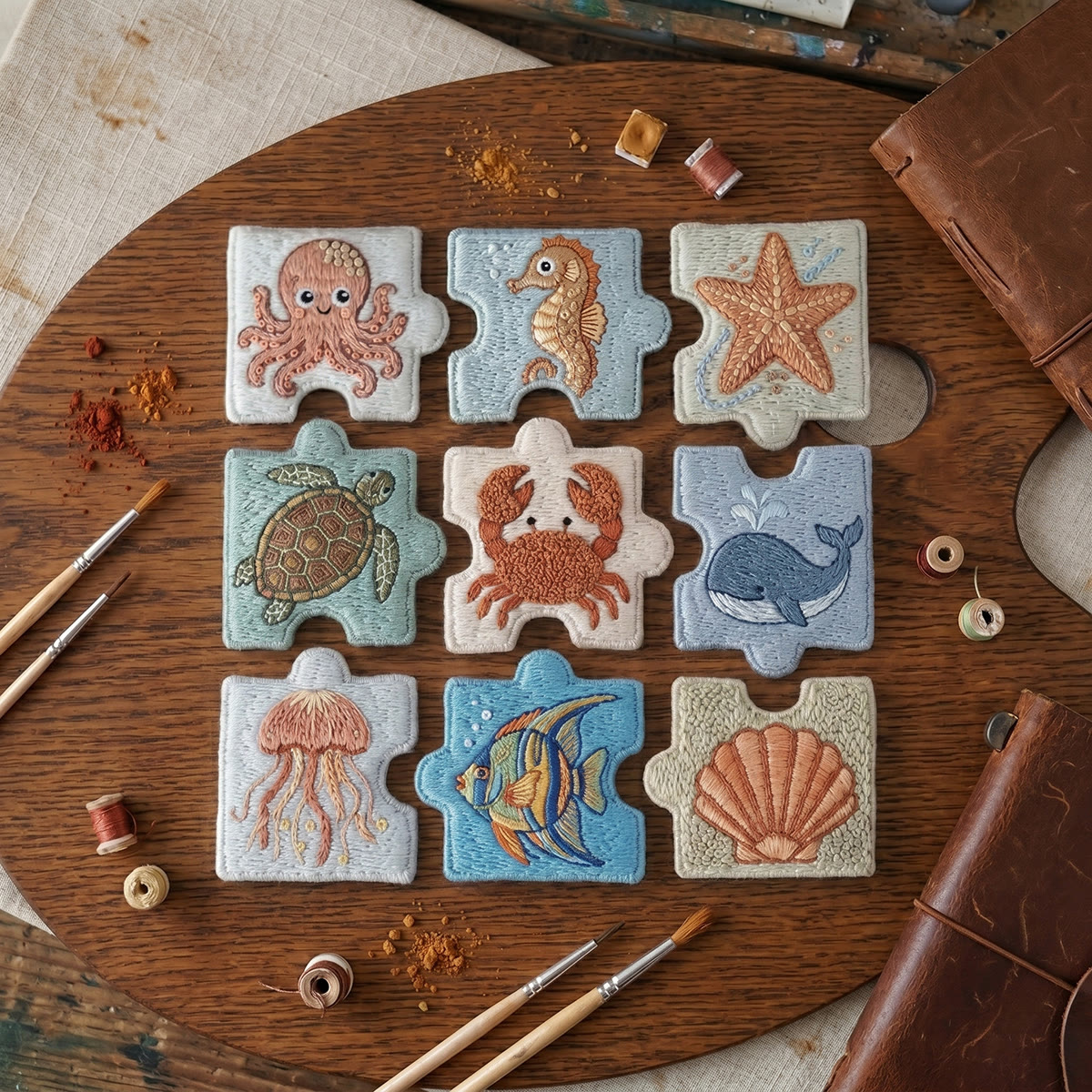Rubbyoo Diy Magnet & Brooch Embroidery Puzzle Kit - Cute Sea Animal | Unique Handmade Gift - image 6
