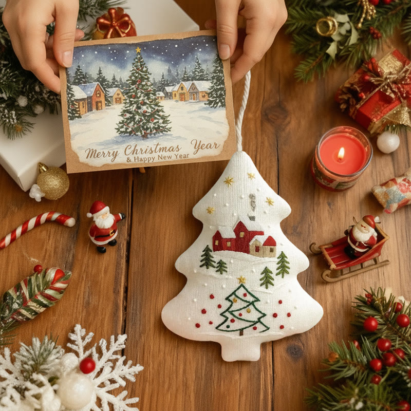 Rubbyoo Tree-shaped Embroidery Kit - Winter Village | Handmade Winter Decor | Gifting Essential - image 6