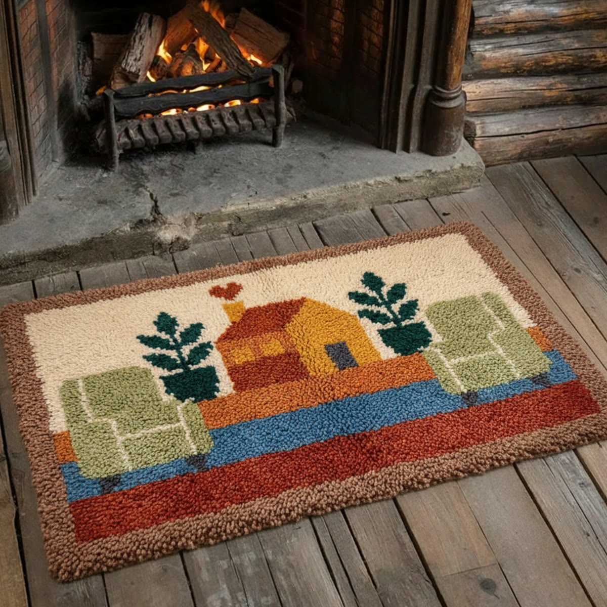Rubbyoo Latch Hook Rug Kit - Peaceful House | Handmade Tufted Rug | Handmade Housewarming Gift  - image 4