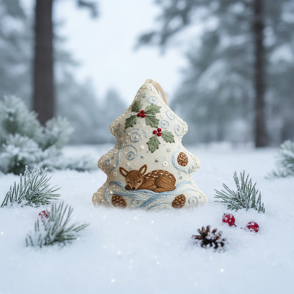 Rubbyoo Tree-shaped Embroidery Kit - Deer Pinecone Motif | Cozy Hanging Decoration | Top Gifting DIY Craft - image 5