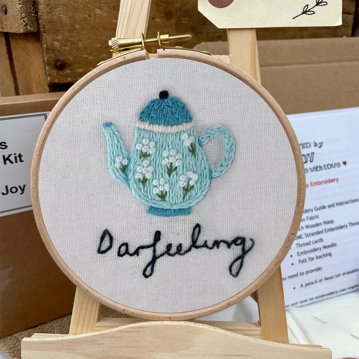 Rubbyoo Embroidery Kit- Darjeeling Tea | Cozy Crafts Easy Embroidery Kit For Beginners - image 6