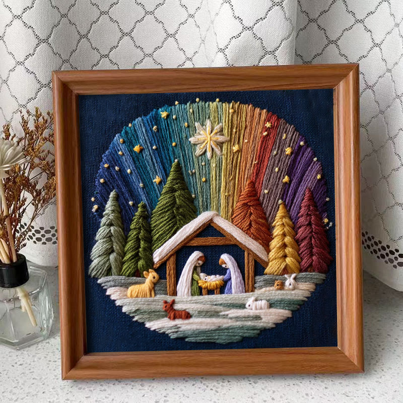Rubbyoo Embroidery Kit - Nativity With Aurora | Stunning Christmas Gift | Precious Handmade Collection  - Embroidery Kit Plus An Extra Frame - image 10