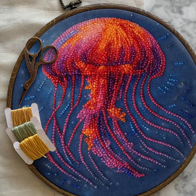Rubbyoo Bead Embroidery Kit - Glowing Jellyfish | Creative Handmade Gifts | Handicraft For Beginners - image 3