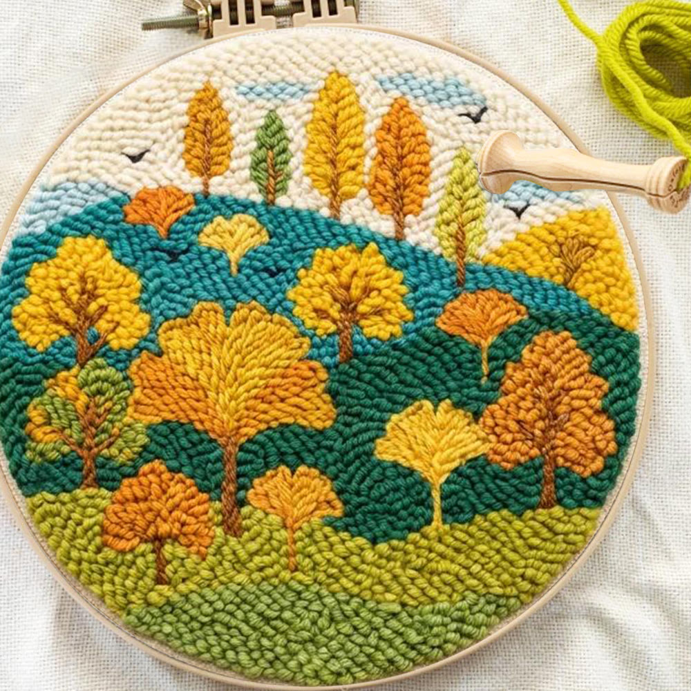 Autumnal Colorful Woods Punch Needle Kit – Easy Diy Creation | Delightful Art Gift - image 6