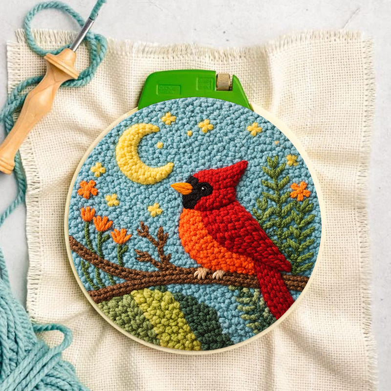 Moonlit Red Cardinal Punch Needle Kit – Thoughtful Gift for Her | Elegant Cozy Home Decor - image 6