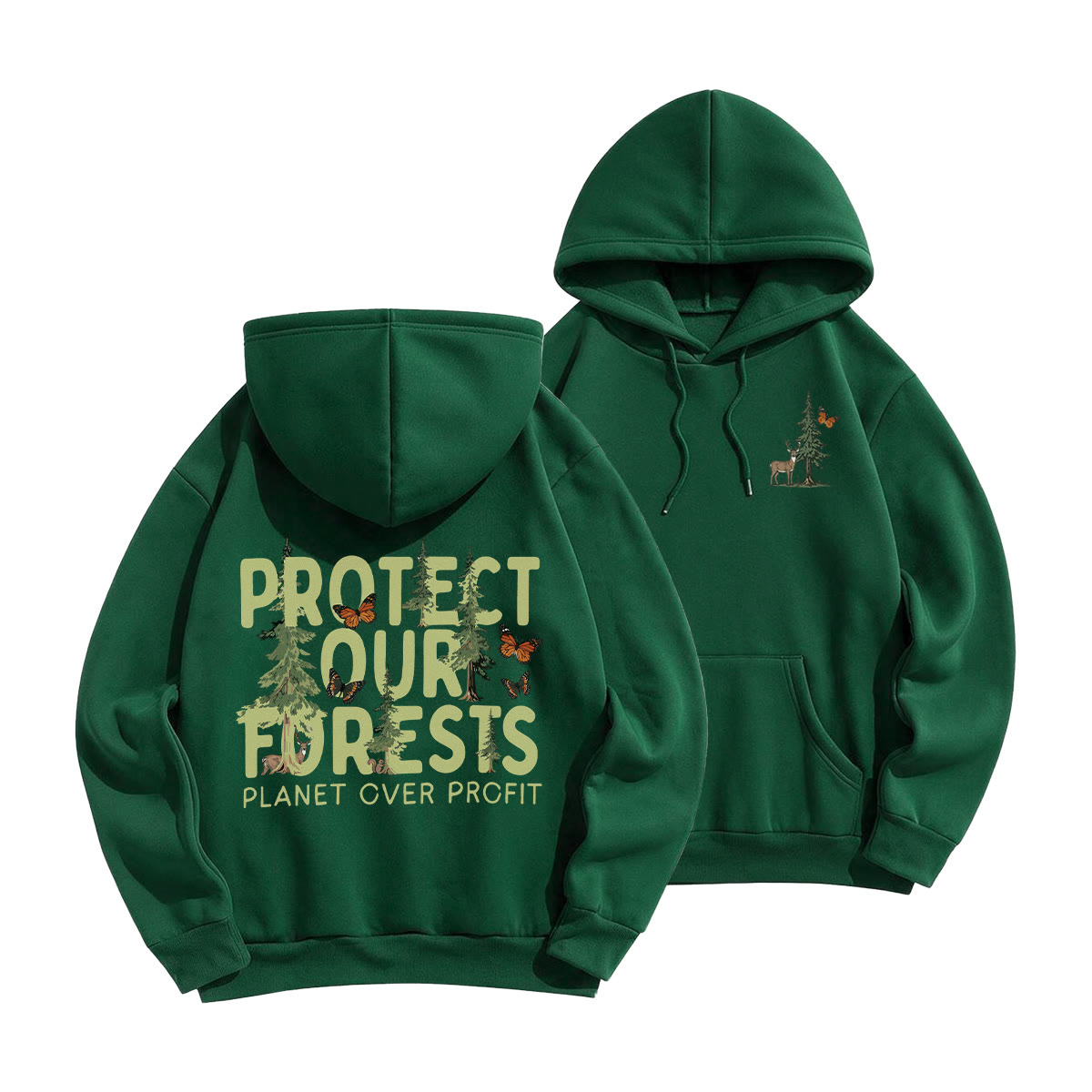 Rubbyoo Protect Our Forests Unisex Hoodie  - Green - 2XL - image 22