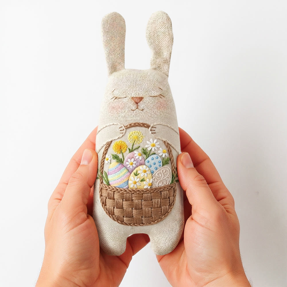 Rubbyoo Bunny Toy Embroidery Kit - Easter Egg Basket | Festive Stuffed Bunny Craft | Animal Sewing Kit - image 3
