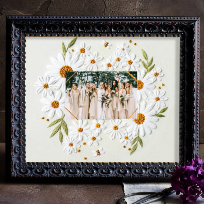 Rubbyoo Embroidery Photo Frame Kit - Attractive Daisy | Diy Floral Handicraft | Unique Art Decor - image 9
