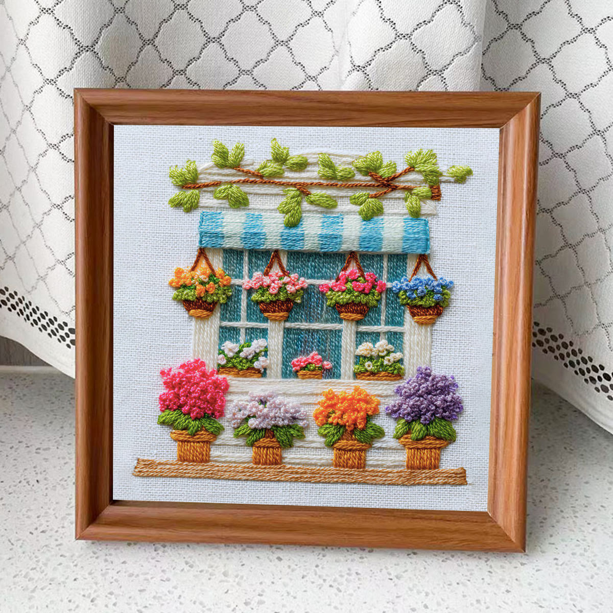 Rubbyoo Embroidery Kit - Flower Shop | Handmade Decoration Craft | Beginner Diy Needlework  - Embroidery Kit Plus An Extra Frame - image 7