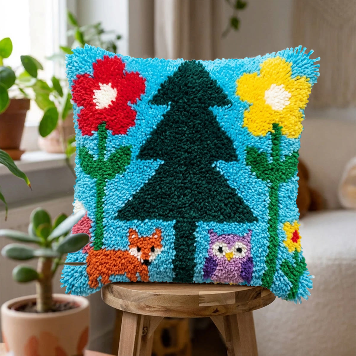 Rubbyoo Latch Hook Pillow Kit - Whimsical Forest Animal |  Car Lumbar Pillow Cover | Perfect Housewarming Craft  - image 3