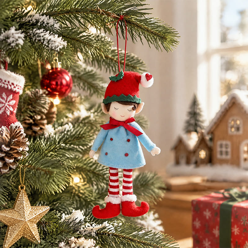 Rubbyoo Christmas Elf Doll Ornament – Lovely Xmas Tree Hanging | Whimsical Holiday Displays  - Red - image 3
