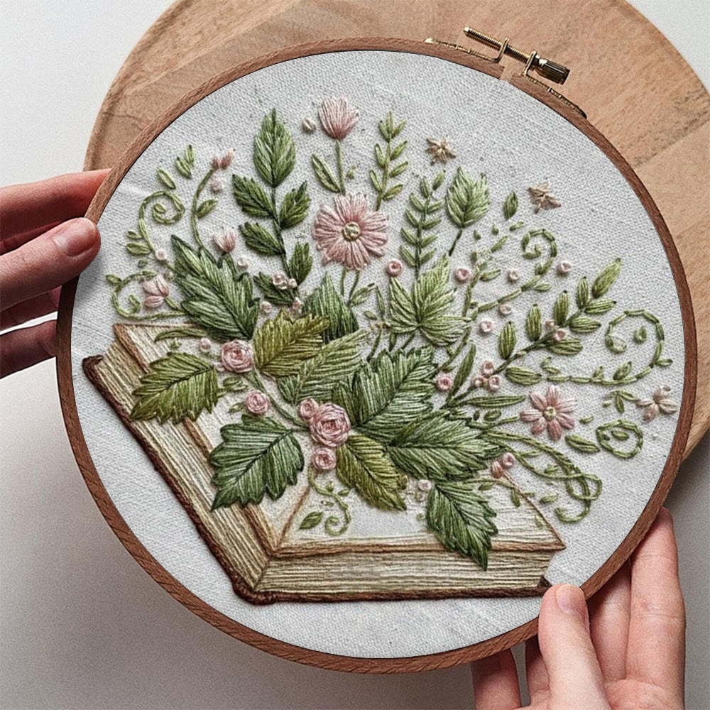 Rubbyoo Embroidery Kit - Botanical Book Garden | Literary Diy | Thoughtful Present - image 8