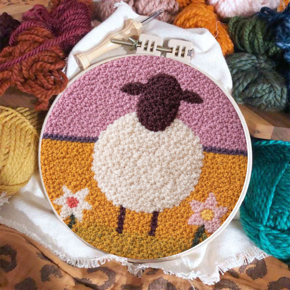 Lovely Sheep Punch Needle Kit - Diy Animal Design | Wall Hanging Decor - image 8